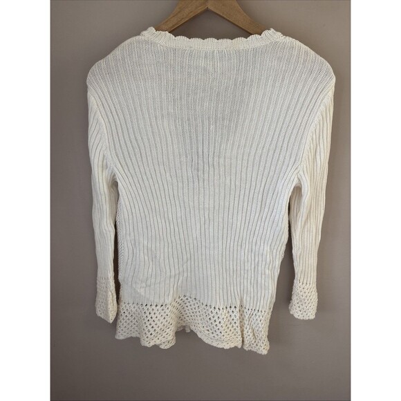 Jones Wear Women’s Medium Ivory Crochet Open Knit Cardigan Lightweight Boho - Picture 6 of 6
